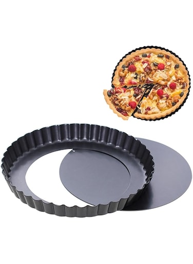 MAKINGTEC Quiche Pan, 8.7 Inch with Removable Bottom Fluted Tart Pan, Mini Tart Tins for Baking, Nonstick Round Tart Pie Pan, Pie Dish for Mousse Cakes, Kitchen Reusable Baking Tools (8.7 Inch)