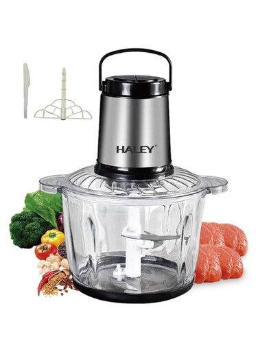 Wtrtr HALEY 3L Electric Food Chopper,500W Glass Chopper and Mincer,Garlic Skin Peeler, or Chopping, Ice Crushing, Mincing, Grinding, Pureeing.2 Years Warranty,HY-1226 (3L-500W)