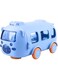 Twisoo Bus Design Water Bottle for Kid with Straw and Sticker Sport Plastic Portable Drinking Bottle for Kids Girls School Camping Trips Supplies with Shoulder Strap (Blue)