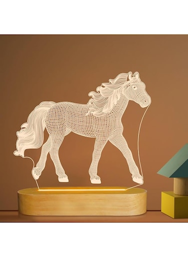 Lightzz Gifts for Horse Lover, 3D Illusion Optical Horse Night Light,LED Warm White Desk Table Lamp for Kids Girls's Bedroom Decor