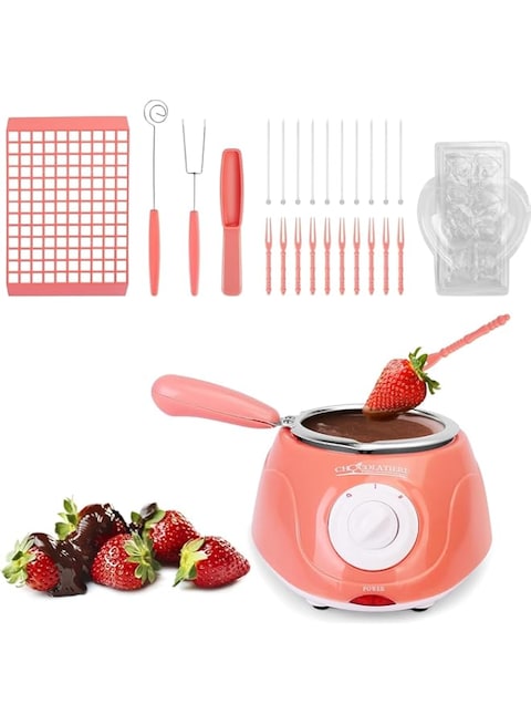 MostNow Upgraded Melting Fondue Set,MINI Electric Chocolate Melting Pot,Chocolate Fondue Fountain,Warmer Machine for Milk Chocolate,Cheese,Butter,Candy (Pink)