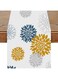 Snycler 13x48 Inch Table Runner Blue Yellow Dahlia Pinnata Flower Table Runners Modern Elegant Pompon Farmhouse Geometric Table Center White Linen Decor for Home Dining Party Entrance
