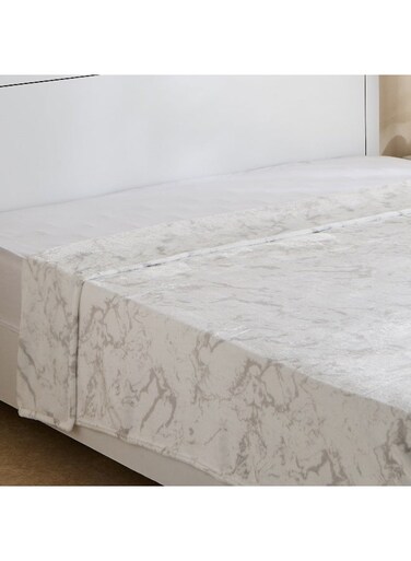 Box Dalvik Printed Flannel Queen Blanket - White