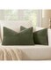 Set of 2 Boho Lumbar Accent Pillows Covers, Corduroy Textured Throw Pillow Covers with Cross Patchwork Design, Soft Spliced Decorative for Sofa, Bed &amp; Reading Nook (Olive Green)