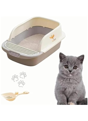 HopHop Cat Litter Box,Anti-Splashing Cat Toilet with Litter Cleaning Scoop, Portable Waste Box, Cat Sandbox and Deodorizing Cat Pan, kitten Potty Training, Easy to Clean (Small)