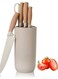 Knife Set, 6-Pieces Khaki Sharp Knife Set for Kitchen, Non-stick Non-slip Stainless Steel Chef Knife Set with Universal Knife Block Suitable for Home Restaurant (Khaki)