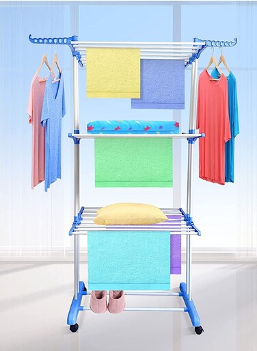 Coat Rack Three Layer Multi-function Floor Standing Clothes Dryer