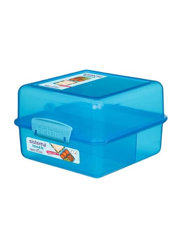 Sistema Lunch Box Food container Cube Coloured 1.4L Blue : Meal Storage - Microwave-safe - Dishwasher-safe - Leak-proof - BPA-free Blue