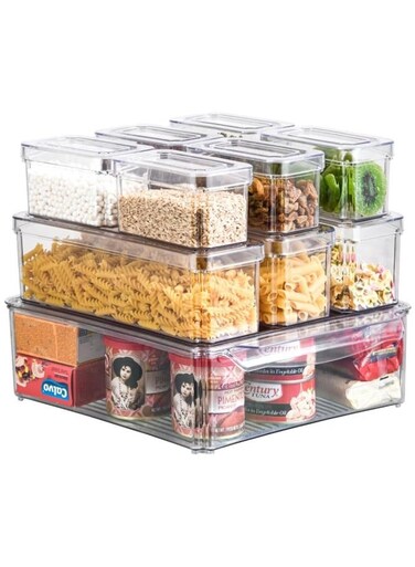 10-Piece Refrigerator Organizer Bins &acirc;&euro;&ldquo; Clear, Durable Storage Containers for Pantry and Fridge