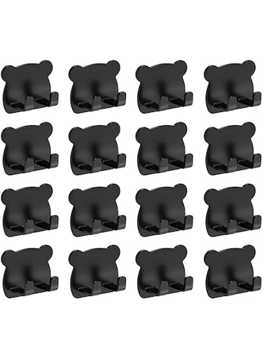 RXXR 12Pcs Cute Bear Hooks Plastic Double Row Wall Hooks, Key Towel Clothes Hooks, Plug Razor Multifunctional Hook for Kitchen, Living Room, Bedroom,Office.