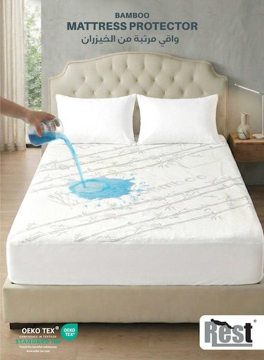 Premium Bamboo Grey Mattress Protector 90x200+35CM Breathable &amp; Waterproof