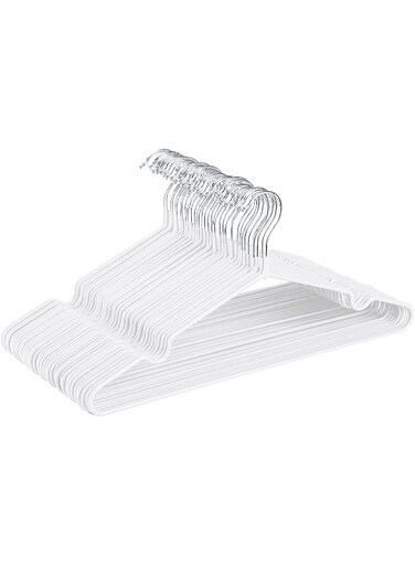 DAY Metal Hangers Shirt Hangers Wire Hangers 42cm Strong Anti-Slip Hangers Space Saving Rubber Coated Hangers Heavy Duty Hangers Pack of 40 (White)