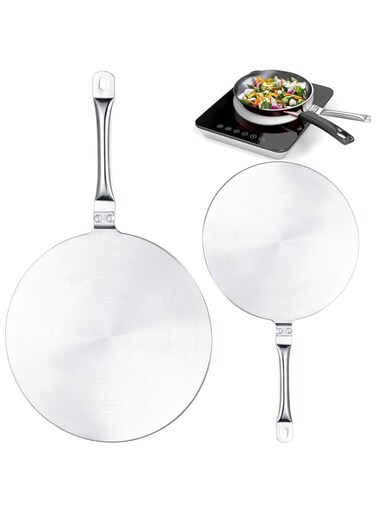 Azonee Heat Diffuser Stainless Steel Induction Diffuser Plate for Electric Gas Stove Glass Induction Cooktop Heat Diffuser Cooking Induction Adapter Hob Ring Plate(7.68 Inch and 9.25 Inch)