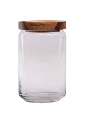 Glass Canister with Stackable Wooden Lid 750ML