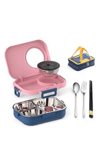 Twist Raafi Stainless Steel Tiffin Box Lunch Box Kids Adults With Cutlery Insulated Bag