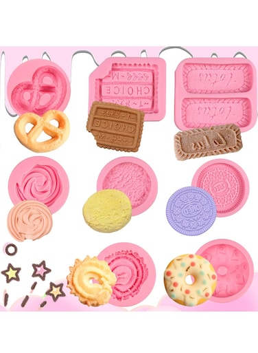 Cookie Silicone Molds, Silicone Candy Chocolate Molds, 8Pcs Food Grade Non-Stick Baking Molds for Cake, Mousse, Butter, Clay, Plaster, Dough, Marzipan, Candy