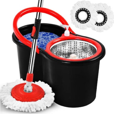 GENNEXT  Spin Mop With Bucket For Floor Cleaning, Microfiber Mops and Bucket with Wringer Set, Adjustable Handle, 360 Spinning Mop For Wet &amp; Dry Use