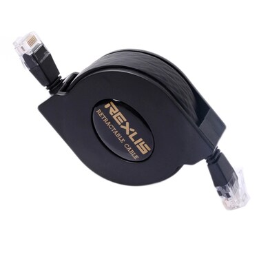 REXLIS 2m CAT6 Retractable Flat RJ45 Ethernet Network LAN Cable