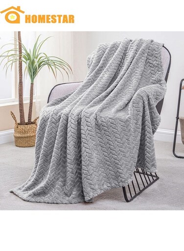 Sofa Blanket for Couch, Super Soft Flannel Blanket, Lightweight Fuzzy Blankets for Sofa, Bed, Office, Grey