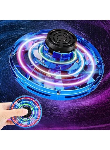 AYEBIA Flying Spinner Toys, Hand Controlled Mini Drone, RGB Light Fidget Boomerang Spinner, 360 Rotating Fly UFO Spin Drone, Flying Space Toys Gift For Kids Adults Outdoor Indoor (BLUE)