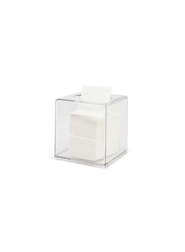 Square Shape Tissue Holder Box Transparent 13x13x13.8cm