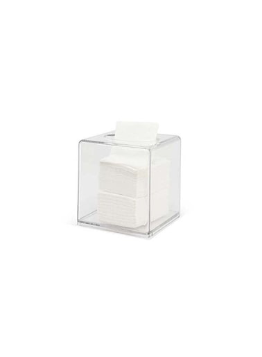 Square Shape Tissue Holder Box Transparent 13x13x13.8cm