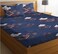 Premium Glace Cotton Double Fitted Bedsheet Set  with 2 Pillow Covers 183x198 +15 Cms &ndash; Blue
