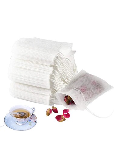 100-Piece Disposable Tea Filter Paper Set White 5.5x6cm