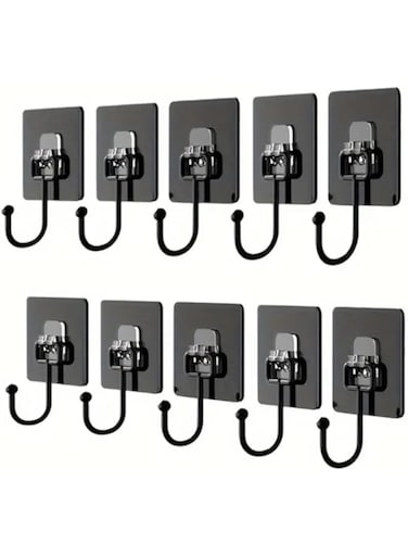 10 PCS Contemporary Plastic Utility Hooks-Wall Mount,Easy Install,Strong Hold,Waterproofing Self-Adhesive For Coats,Hats,Towels,Keys-Multipurpose Heavy Duty Hooks For Bathroom,kITCHEN,Closet