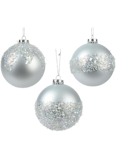 Kaemingk Bauble Shatterproof Mt Trans Silver 10cm