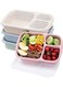 4 Pack Bento Lunch Box Set, 3 Compartment Food Storage Containers, Wheat Straw Meal Prep Lunch Box, Food Storage Containers, Microwave and Dishwasher Safe