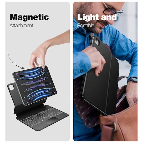 TRON Case For iPad Pro 11 inch 2022 Keyboard Case with Multi-Touch Trackpad Magic Type Keyboard Slim Thin Backlit Wireless Keyboard For iPad Pro 11 4th/3rd/2nd/1st Gen, iPad Air 5th/4th Gen, Black