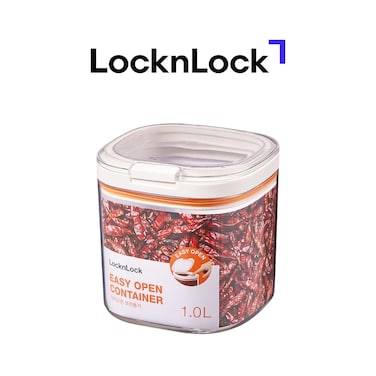 LocknLock Easy Grip Canister Square 1L &ndash; One-Touch Lid, Transparent, Easy to Hold, Dishwasher Safe