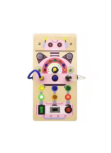 Pordi Pink Robot Busy Board for Toddlers &ndash; Montessori Sensory Toy for Kids 3+