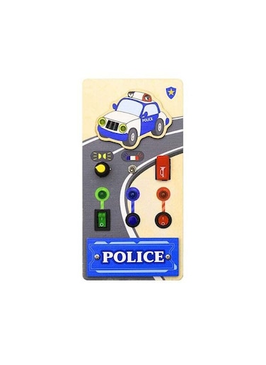 
Pordi Police Car Busy Board for Toddlers &ndash; Wooden Sensory Activity Board for Kids Age 3+