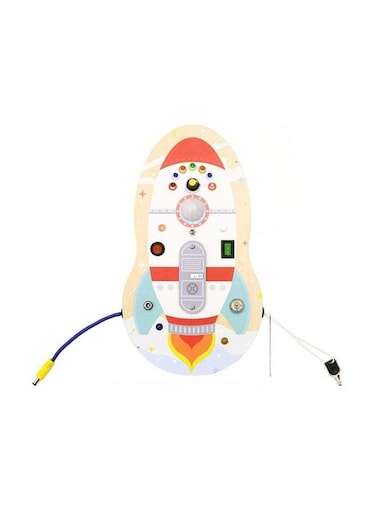 Pordi Rocket Busy Board for Toddlers &ndash; Montessori Wooden Sensory Toy for Kids Age 3+
