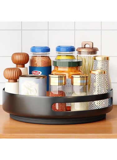 Joyzzz Turntable Organizer, 12 inch Lazy Susan Organizer, Organizer Pantry, Rotating Spice Rack Cabinet Organizer for Refrigerator, Table Storage, Kitchen Cabinet, Pantry and Bathroom Organization