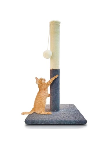 BIQIQI Sisal Cat Scratching Post,Cat Scratching Post for Indoor,Cat Scratcher with Hanging Ball,Durable Cat Scratcher Pole with Sisal Rope,Cat Carpet Scratching Post for Small Cats and Kittens