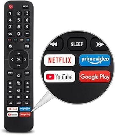 Replacement Control EN2A27 for Smart-TV-Remote, with Netflix, Prime Video, YouTube, Google Play Buttons