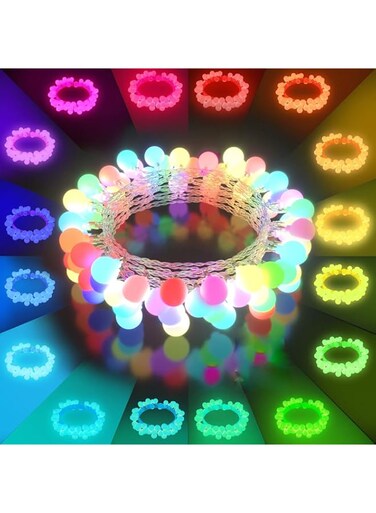 Tazweeq LED String Lights, 16 Color Changing Lights, 6m 40 LED Globe Balls Indoor String Light for Girls Bedroom Dorm