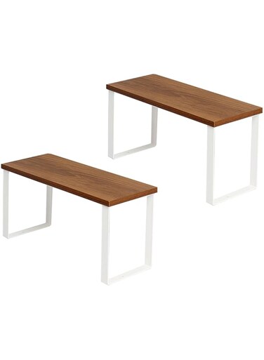 Maykela 2 Pack Countertop Organizer Shelf Spice Rack Storage Rack Shelf Kitchen Shelf Organiser,Spice Racks,Cupboard Shelf,Suitable for Home and Kitchen Storage (White-Small)