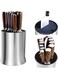Nyganmelloz Kitchen Universal Knife Blocks Holder, Space-Saving Holders with Slots for Scissors and Sharpening Rod and Detach for Easy Cleaning, Stainless Steel, Rust Proof