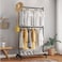 Double Rod Clothing Garment Rack, Rolling Clothes Organizer on Wheels for Hanging Clothes, Black