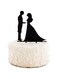 Restaurantware-6.7 x 5.1 Inch Bride And Groom Cake Topper, 1 Romantic Silhouette Wedding Cake Topper - For Anniversaries Or Engagement Parties, Couple Holding Hands, Black Acrylic Wedding Cake Toppers