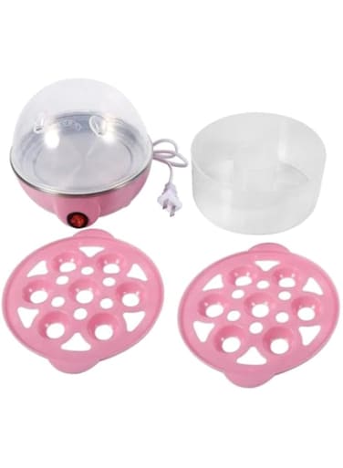 Dubai Gallery Double-Layer Electric Eggs Boiler Cooker Pink/White 6X6X8.7Inch