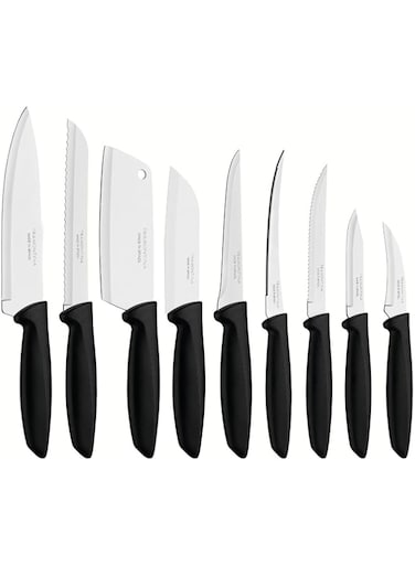 Tramontina 9 pcs Knife Set - Stainless Steel Sharp Professional Kitchen Chef Cooking Knives set with Black Handles