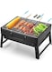 AKDC Portable BBQ Grill Folding Style Outdoor Barbeque Grilling Toaster Charcoal BBQ Oven Black Carbon Steel Outdoor Camping Hiking Trekking Use Foldable Easy to Carry Multipurpose Use
