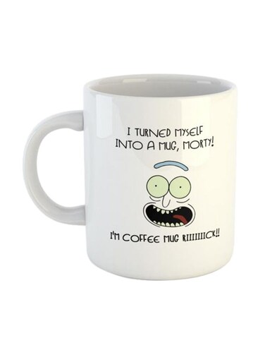 Rick And Morty Printed Mug White/Black 11.5x10.5x10.5centimeter