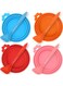 VELEGO Food Can Lids,Pet Food Can Lids,Silicone Pet Food Can Lids Covers,Fits Most Standard Size Dog and Cat Can Tops for Pet Food Storage Orange + Blue + Pink + Red (with spoon)