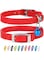 CollarDirect Leather Cat Collar, Cat Safety Collar with Elastic Strap, Kitten Collar for Cat with Bell Black Blue Red Orange Lime Green (8-11 Inch, Red)